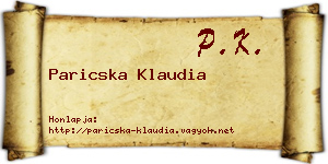 Paricska Klaudia névjegykártya
